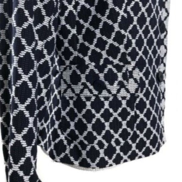 CLOSING SALE Lined Blazer Jacket Navy Blue White - Picture 4 of 4